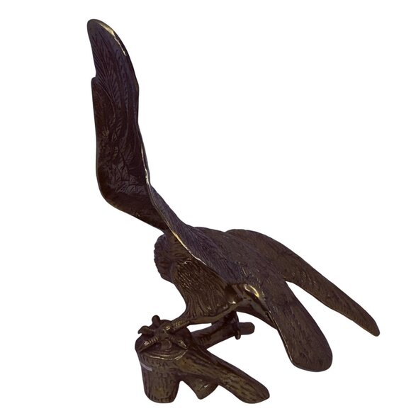 Vtg Solid Brass Eagle Sculpture 15.5" Tall Patriotic Statue Mid Century Decor - Picture 9 of 16
